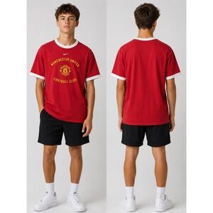 Nike Manchester United Football Club Ringer T Shirt Red Youth Large L 14 16